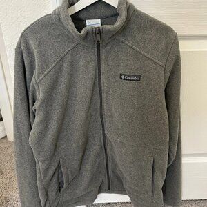 Columbia Men's Medium M Fleece Jacket Gray Full Zip Castle Dale Outdoor Hiking